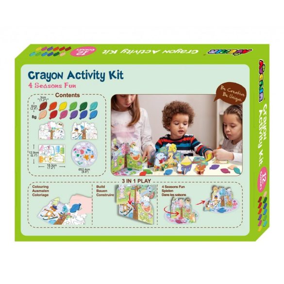 Set de colorat creativ cu cretă din ceară de albine, 4 anotimpuri Avenir