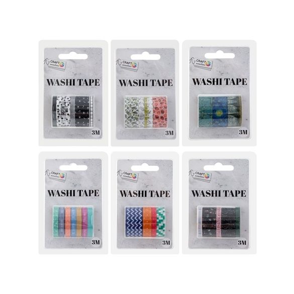 Panglică decorativă Washi tape 3pcs 3 metri, diverse CraftArt