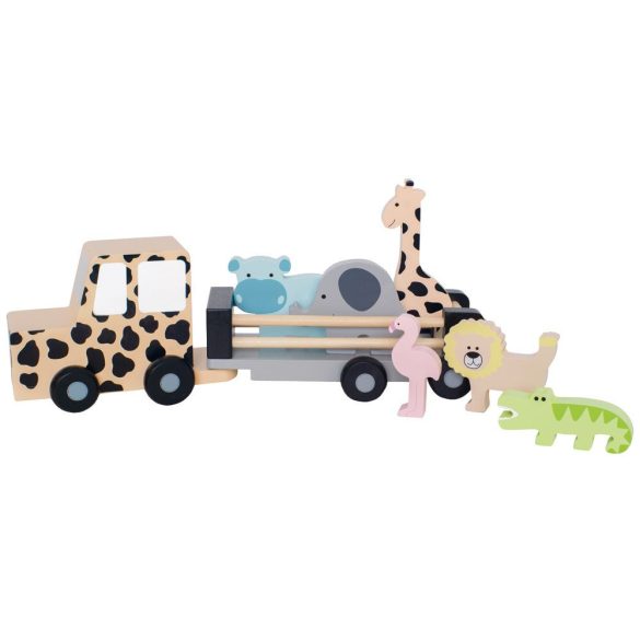 Jeep Safari cu animale din lemn Jabadabado