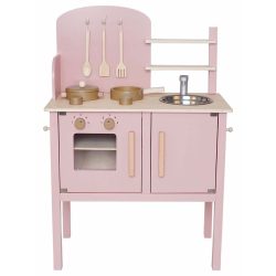   Bucătărie de joacă din lemn cu accesorii, roz pastel Jabadabado