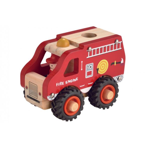 Mașina de pompieri din lemn cu roți de cauciuc, Magni