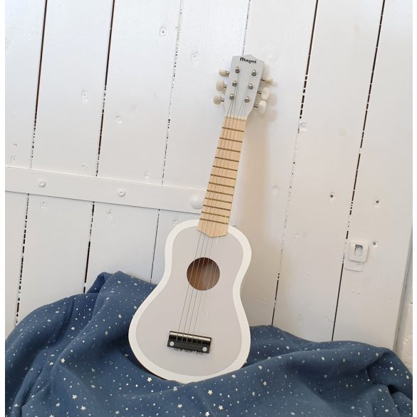 Instrument muzical din lemn, jucărie pastel gri, chitară Magni