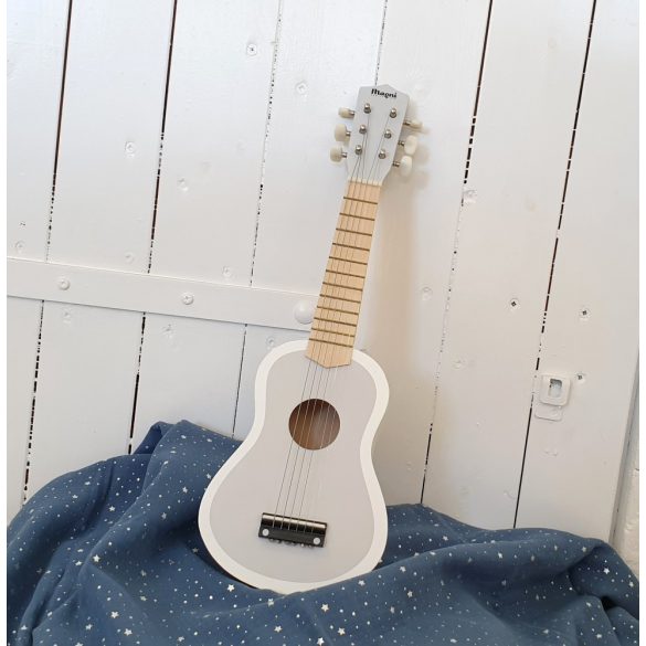 Instrument muzical din lemn, jucărie pastel gri, chitară Magni